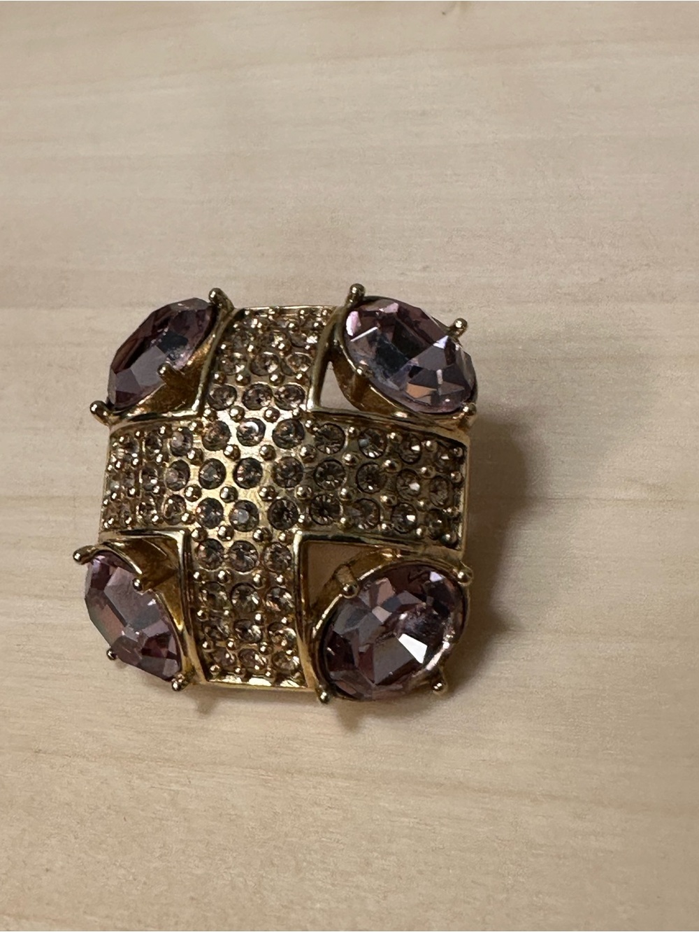 Monet gold-tone brooch with an abstract geometric design with purple stones - Picture 11 of 14